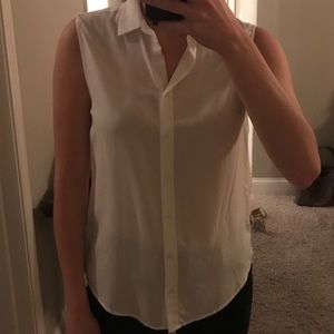 White work tank with collar